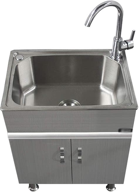 stainless steel large capacity laundry sink in cabinet|utility sink cabinet all one.